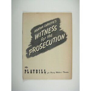 Playbill 1954 Agatha Christie Witness for Prosecution Miller Theatre Sullivan Cl
